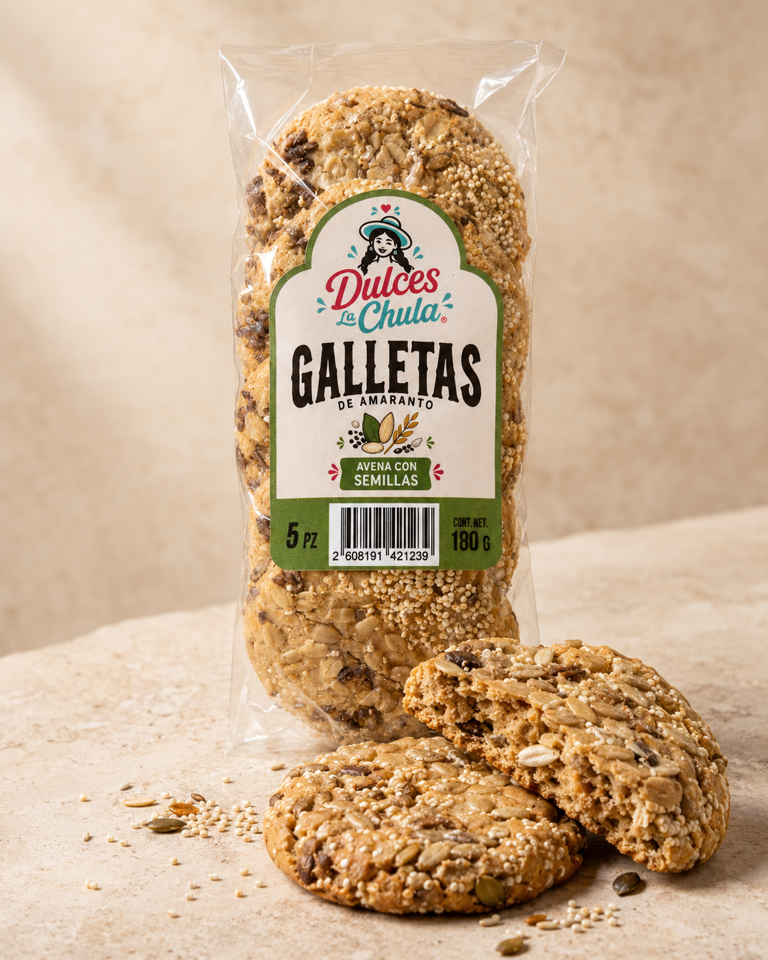 Galleta de amaranto con semillas
